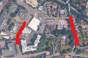 Garland Road (Left) and College Lane (Right) temporarily closed in East Grinstead to allow maintenance (Image: Google Maps)