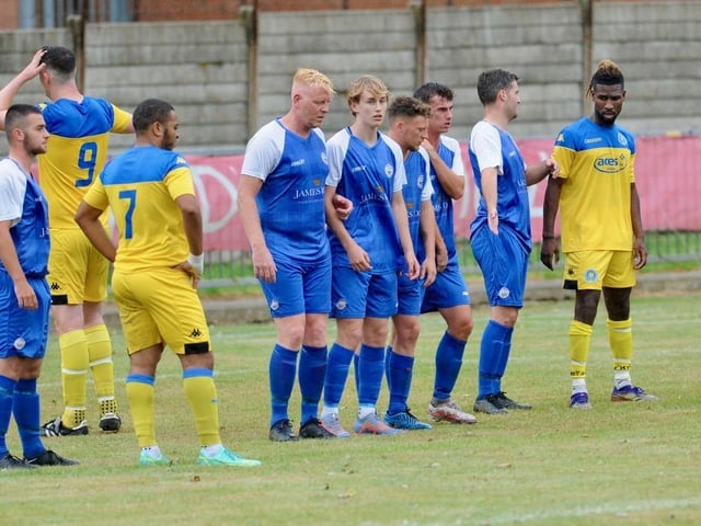 Shoreham FC take on Epsom and Ewell FC in a pre-season friendly at Middle Road