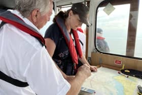 Eastbourne and Willingdon MP Caroline Ansell joined the Maritime Volunteer Service (MVS) charity for a boat trip out to the recently decommissioned Royal Sovereign Lighthouse. Picture: Caroline Ansell