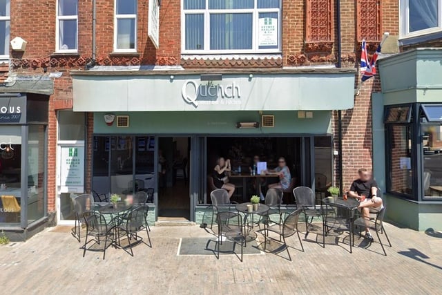 Quench Bar & Kitchen is in Church Road, Burgess Hill. CAMRA's Good Beer Guide 2024 said: "In addition to cask beers there is a varied range of bottled beers, spirits, teas and espresso coffees."