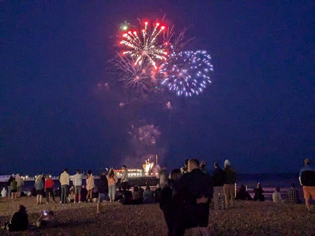 Worthing Lions Festival fireworks were launched from the end of Worthing Pier on July 27, 2024, to a crowd of hundreds on the beach and promenade