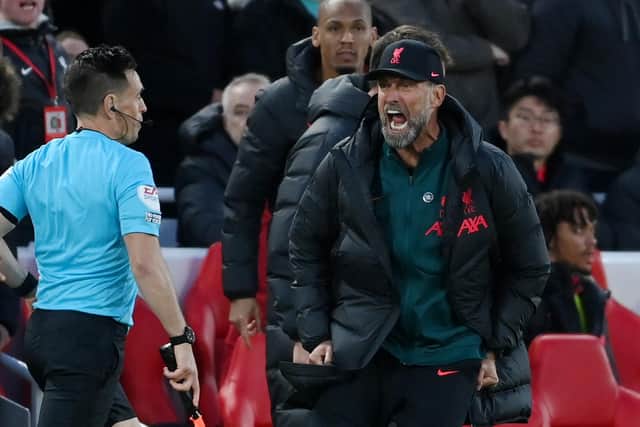 Liverpool manager Jurgen Klopp was red carded at Anfield in yesterday 1-0 over Manchester City for aggressively shouting at an assistant referee.