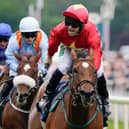Jason Hart riding Highfield Princess (red) win The Coolmore Wootton Bassett Nunthorpe Stakes at York Racecourse in, 2022 (Photo by Alan Crowhurst/Getty Images)