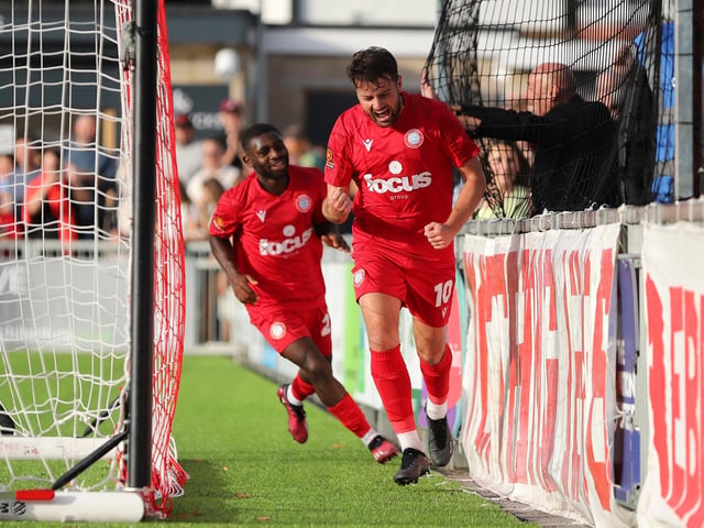National League South action at Woodside Road between Worthing and Truro City