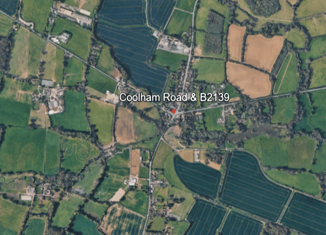 Queueing traffic has been reported, after a collision on B2139 Coolham Road. Photo: Google Earth