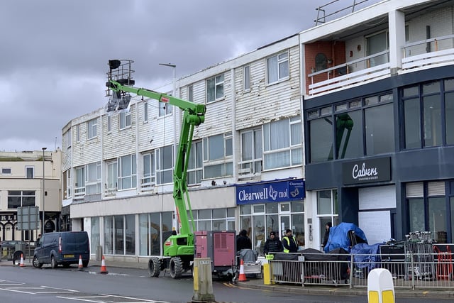 Film crews on Hastings seafront