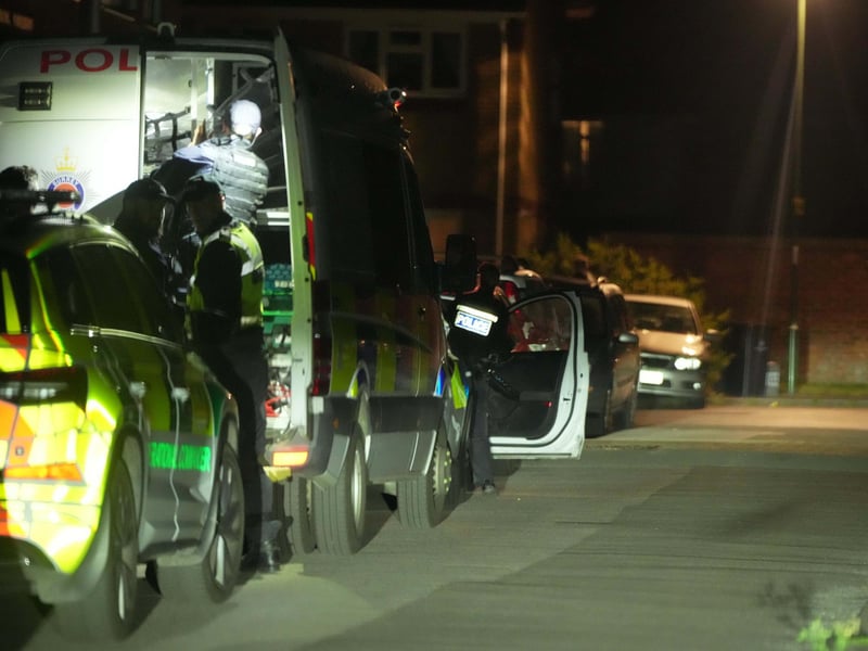 Police at the scene during the night. Picture: Sussex News and Pictures