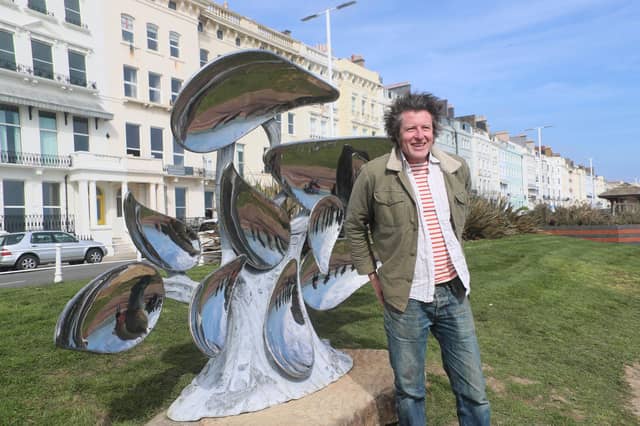 Official unveiling of the new Leigh Dyer sculpture, which is called Marina, on St Leonards seafront. Photo by Roberts Photographic.