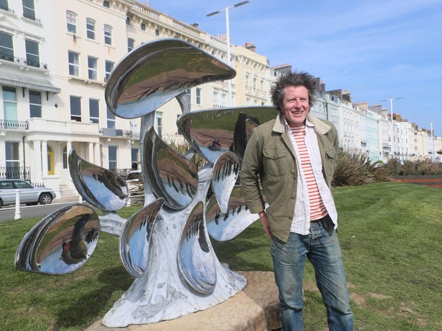 Official unveiling of the new Leigh Dyer sculpture, which is called Marina, on St Leonards seafront. Photo by Roberts Photographic.