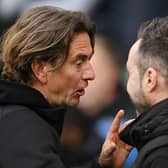 Brentford manager Thomas Frank didn’t criticise his Brighton counterpart Roberto De Zerbi for his celebratory antics at the Amex (Photo by Mike Hewitt/Getty Images)
