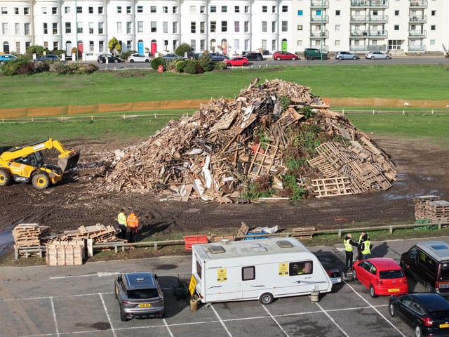 Littlehampton bonfire being built ahead of the big event on Saturday, October 24, 2026
