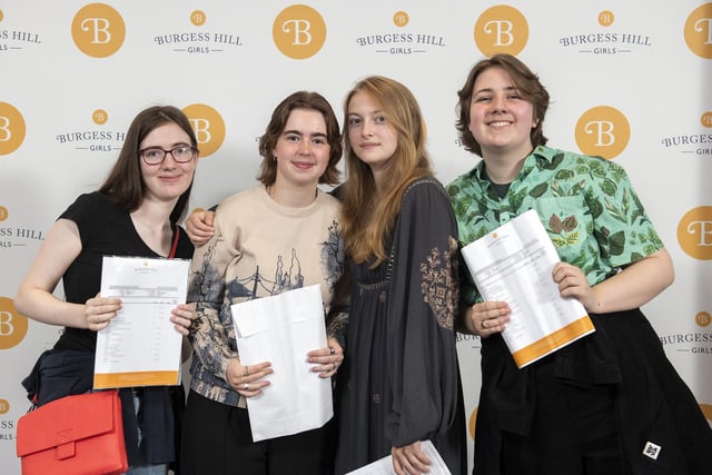 Pictured are: Rosina Murray Lydia Haste, Alice Richardson, Sam Elfick
Students from Burgess Hill Girls school recieve their GCSE results. Photography by DFphotography.co.uk/ Danny Fitzpatrick
