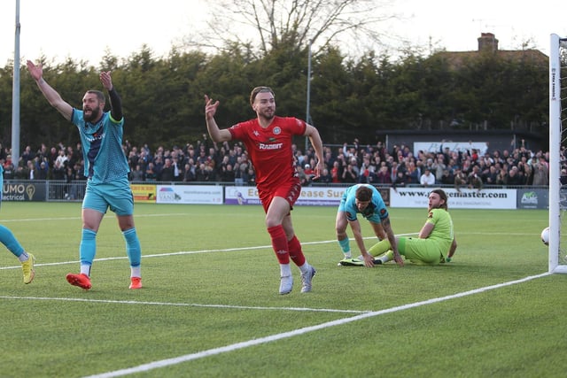 Action from Worthing's 2-1 win at home to Braintree in the first stage of the National League South play-offs