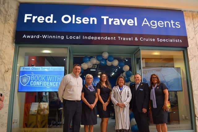 The Fred. Olsen Travel Agents Team with Councillor Candy Vaughan, Mayor of Eastbourne
