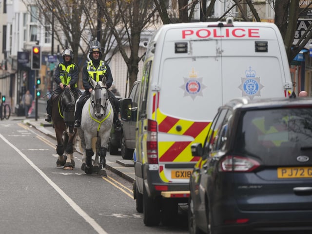 Brighton is swarming with police officers ahead of a Premier League match between Albion and Crystal Palace