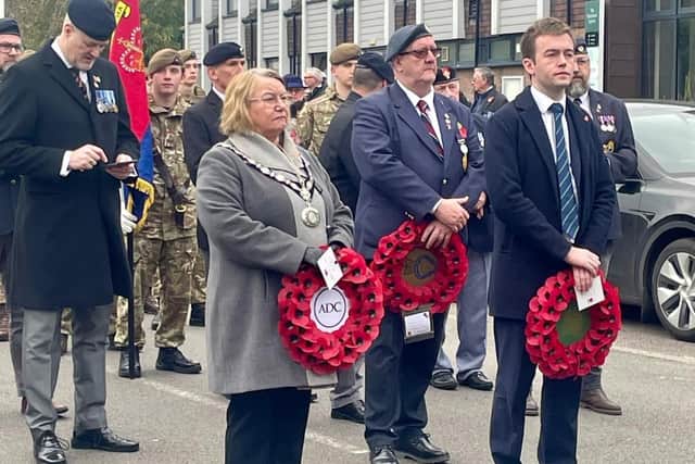 Tom Rutland MP in Shoreham on Remembrance Sunday
