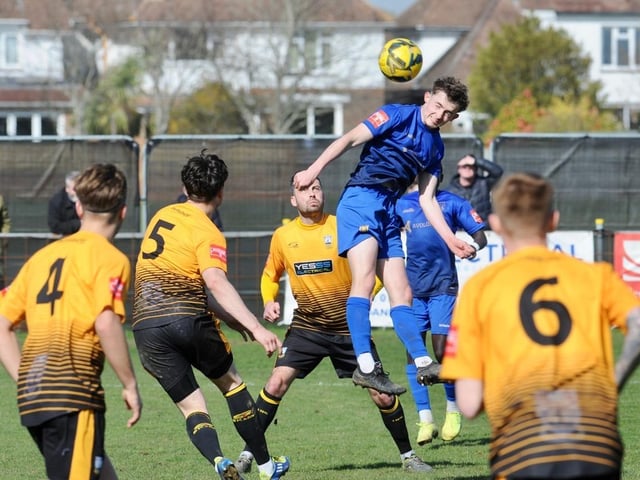 Action from Littlehampton Town's 1-1 draw with Lancing in theIsthmian south east division at The Sportsfield