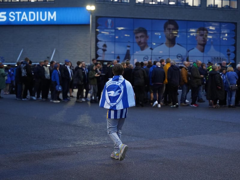 Brighton and Hove Albion fans at the Amex ahead of their first ever game in Europe. They are playing AEK Athens in the Europa League.