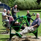 Crawley councillors and officers try out the outdoor fitness equipment
