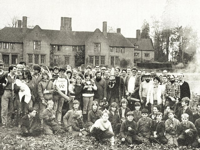 Helpers clear the damage at Handcross Park School after the Great Storm of 1987