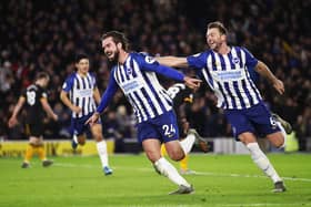 Former Brighton & Hove Albion midfielder Davy Pröpper, pictured celebrating a goal against Wolves in 2019, has come out of retirement to join Eredivisie outfit SBV Vitesse Arnhem. Picture by Bryn Lennon/Getty Images
