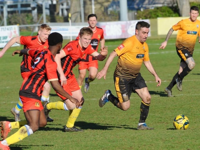 Action from Littlehampton Town's 1-1 draw with Sittingbourne at The Sportsfield in the Isthmian south east division