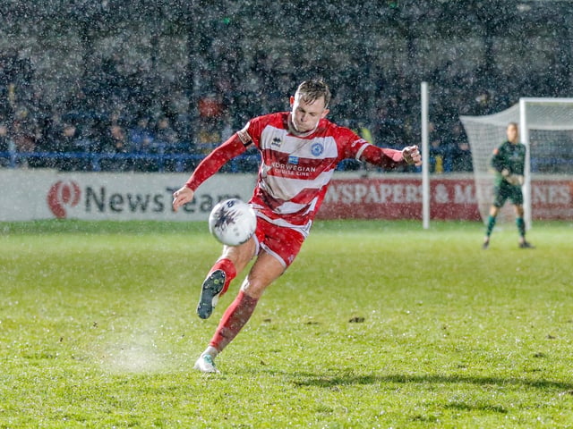 Action from Eastbourne Borough's 1-1 draw at Dover