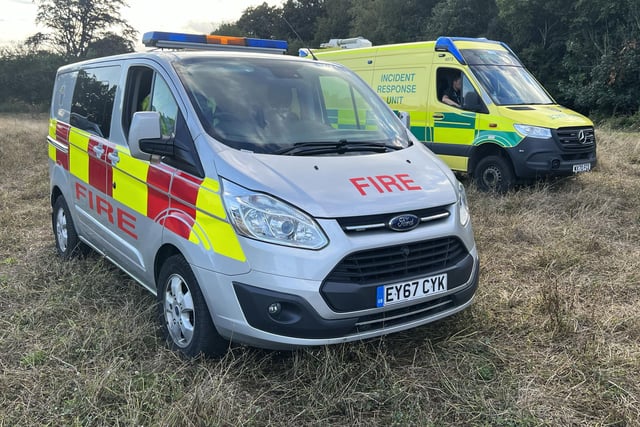 South East Coast Ambulance Service crews were also on the scene after a man fell into a well in a Horsham field. Photo: Eddie Mitchell