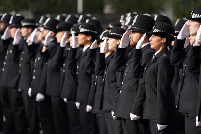 New police recruits during a passing-out parade at Hendon Police Academy, London. Picture date: Thursday October 27, 2022.