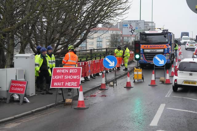 Southern Water workmen are reportedly ‘digging up the road’ on on A259 Norfolk Bridge. Photo: Eddie Mitchell