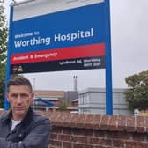 Councillor Martin McCabe outside Worthing Hospital
