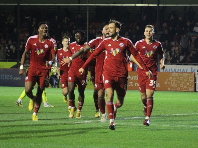 Action from Crawley Town's win over Swindon Town in Matthew Etherington's first game in charge. Picture by Cory Pickford