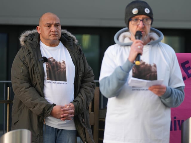 Jay Abatan's family and friends held the vigil outside Brighton police station on Sunday, January 28, 2024