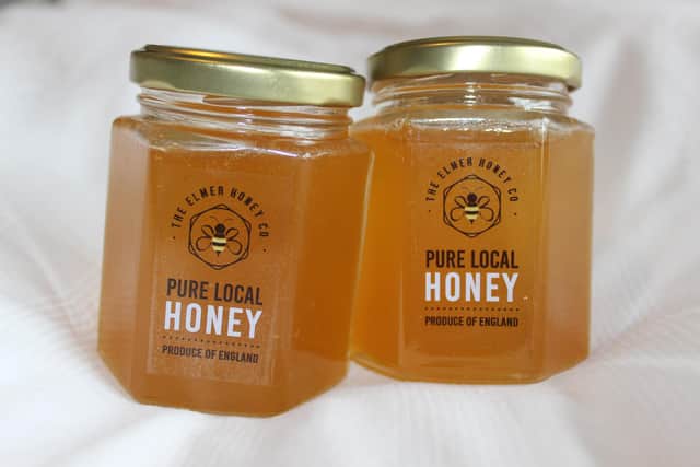 A jar of The Elmer Honey Co