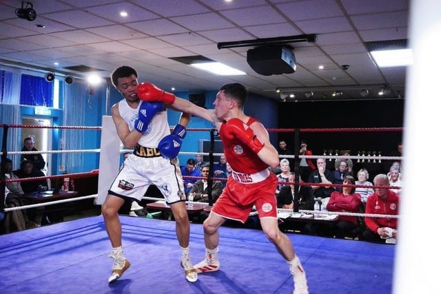 Action from Crawley's junior boxing squad at their annual blockbuster at the Goffs Park Social Club on Sunday. Picture by Max Spanner Photography