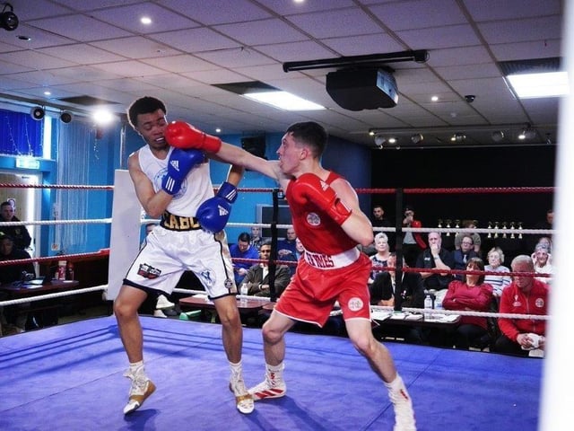 Action from Crawley's junior boxing squad at their annual blockbuster at the Goffs Park Social Club on Sunday. Picture by Max Spanner Photography