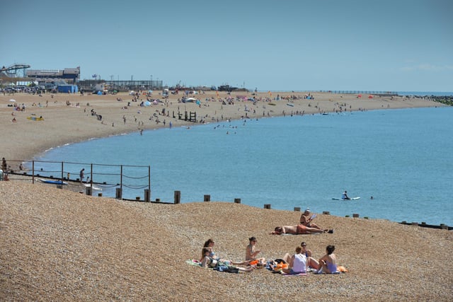 Hastings and St Leonards seafront pictured during the mini heatwave on Sunday, July 10