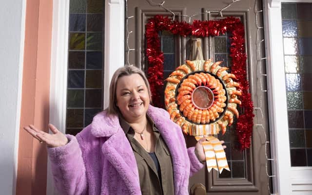 Iceland superfan and artist Yvette Driver has created a King Prawn Ring Christmas Wreath to celebrate Christmas, in honour of the ‘iconic’ Iceland Christmas product.