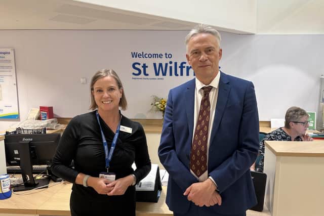 St Wilfrid’s Hospice, Chichester, Chief Executive Lois Howell, welcomed the High Sheriff of West Sussex Gary Shipton for a visit. Photo: contributed