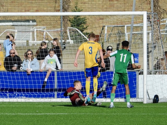 Action from Lancing v Chichester City in the Isthmian south east division