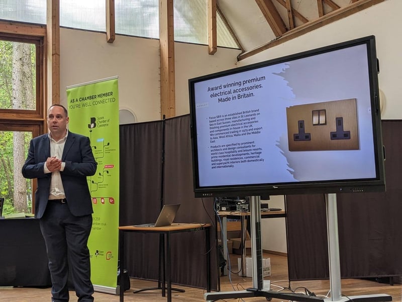 Duncan Ray gives a presentation at the Suss Export event