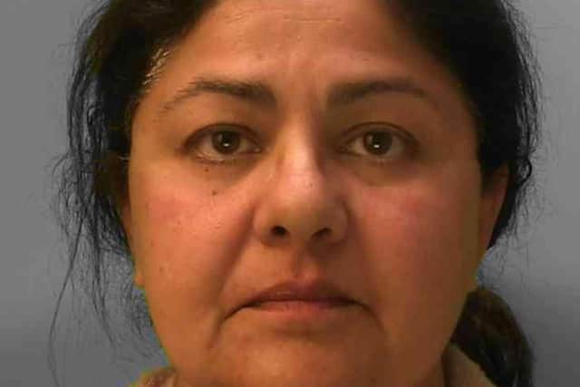 Farzana Kausar, 58, held a vulnerable 62-year-old woman in domestic servitude for seven years – taking control of her finances, cutting her off from her family and forcing her to cook, clean and care for her children. Photo: Sussex Police