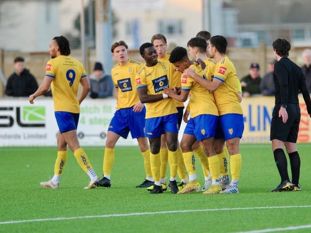 Action from Lancing's 3-1 win over Sevenoaks in the Isthmian south east division