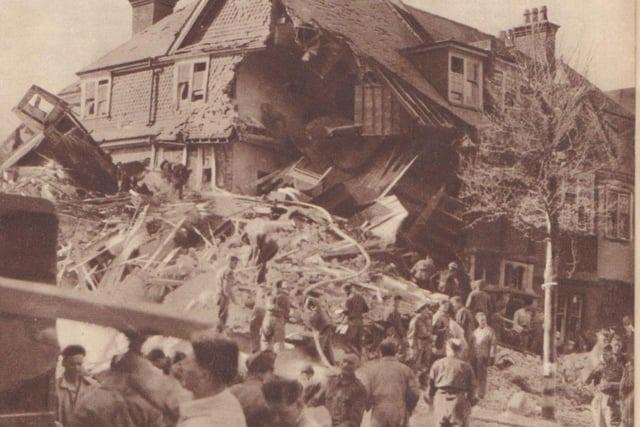 A house in Meads destroyed by bombing.