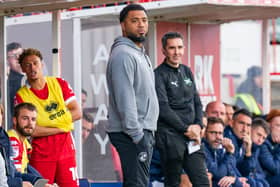 Crawley Town head coach Colin Kazim-Richards watches on during the 2-2 draw with Chesterfield at the Broadfield Stadium on Saturday, October 10. Photo: CTFC