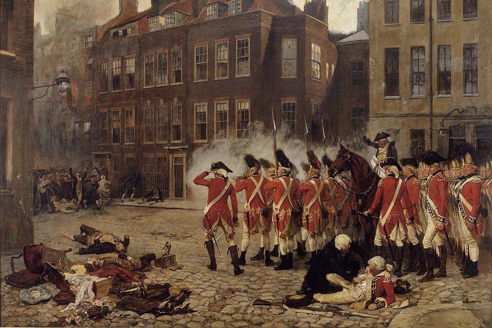 The Gordon Riots by John Seymour Lucas, depicting London in June 1780