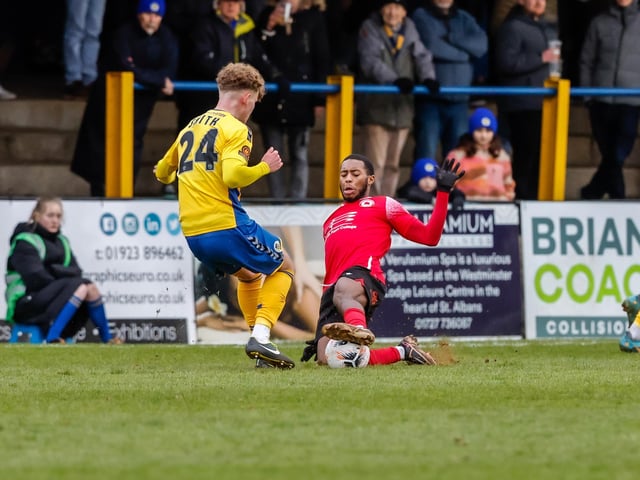 Eastbourne Borough recovered from 2-1 down at half-time to win 3-2 at St Albans City. Picture by Lydia Redman