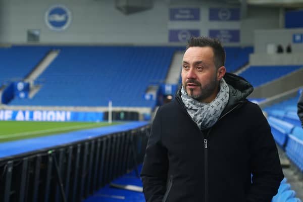 Roberto De Zerbi, manager of Brighton & Hove Albion, arrives at the stadium prior to the Premier League match against Sheffield United. (Photo by Charlie Crowhurst/Getty Images)