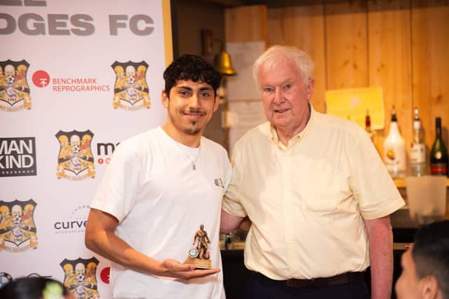 Kevin Rivera collects his award from Alf Blackler