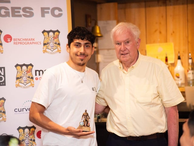 Kevin Rivera collects his award from Alf Blackler